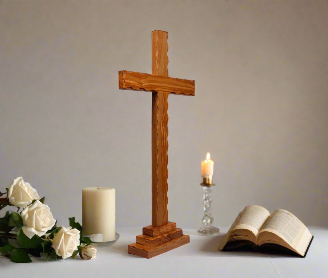 Altar Olive Wood Cross Altar Sideview