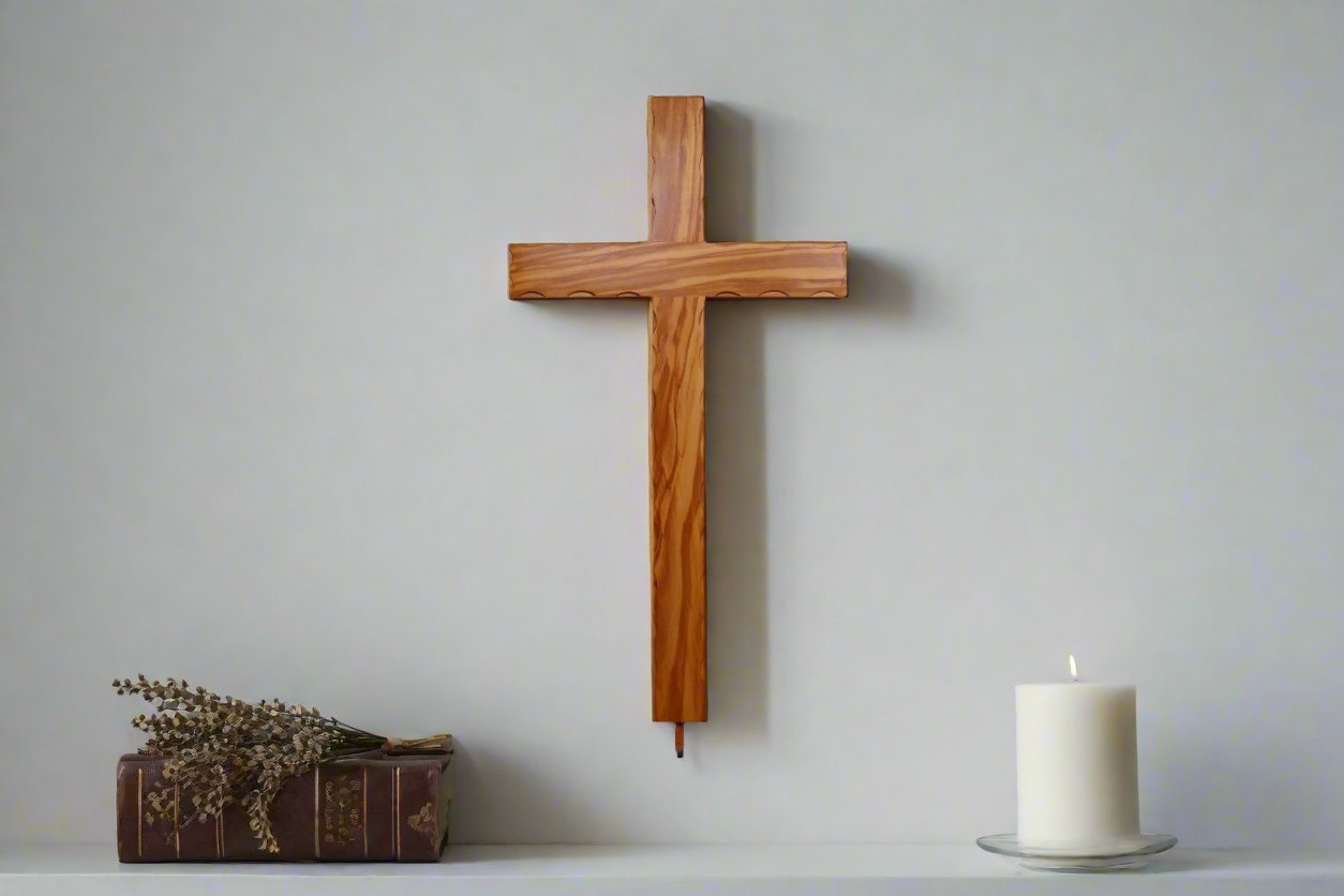 Altar Olive Wood Cross Hanging On Wall