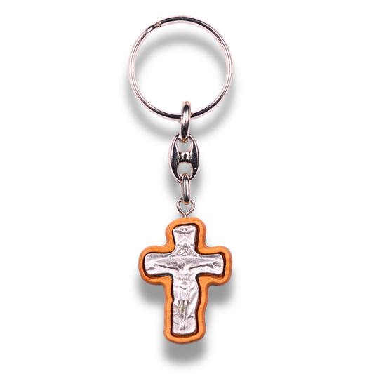 Ascetics Olive Wood Crucifix Keychain