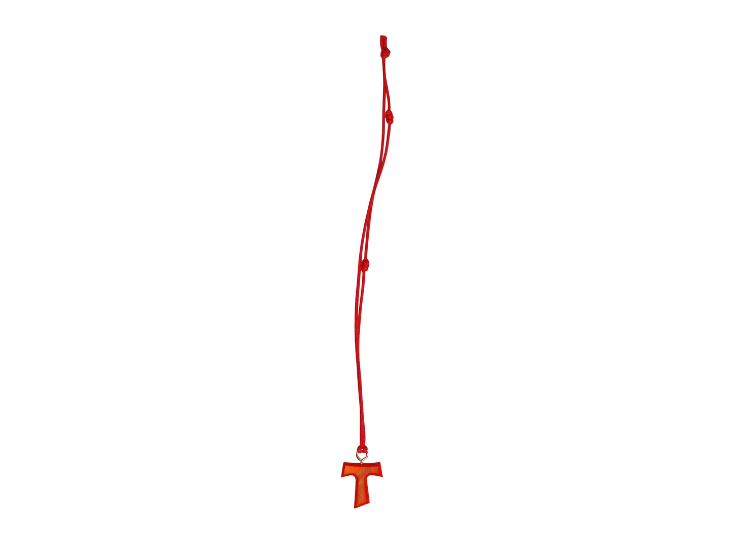 Crimson Love Olive Wood Tau Cross Necklace Full Length
