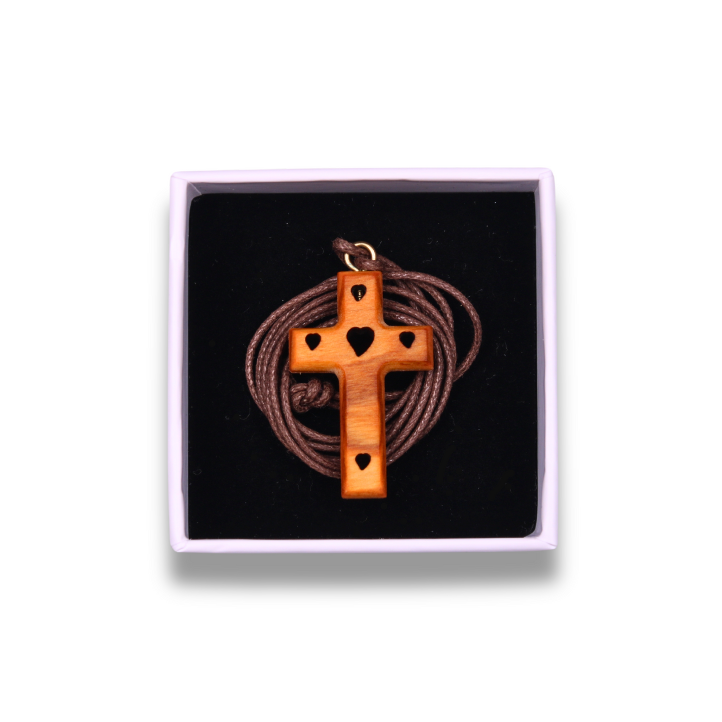 Devotion Olive Wood Cross Necklace In Gift Box