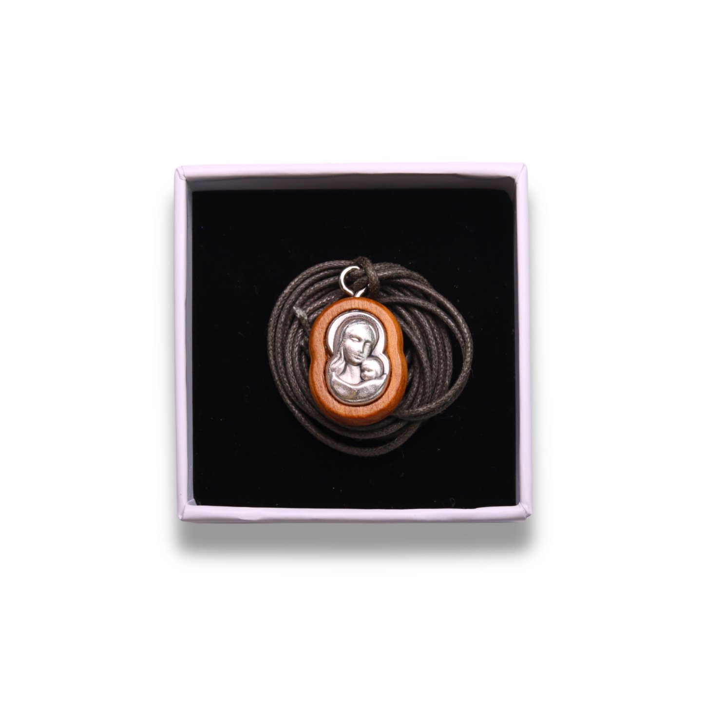 Eleousa Olive Wood Pendant Necklace In Gift Box