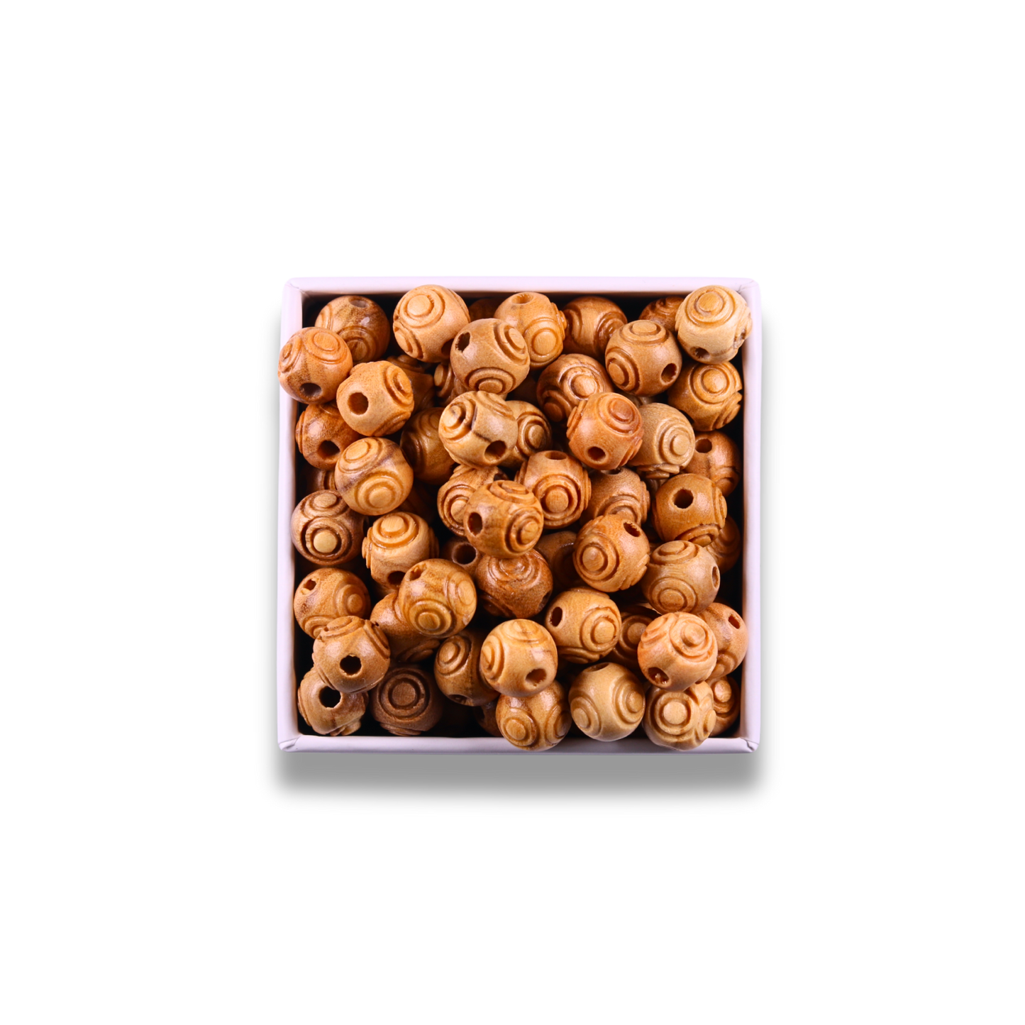 Engraved Round Olive Wood Beads In Gift Box