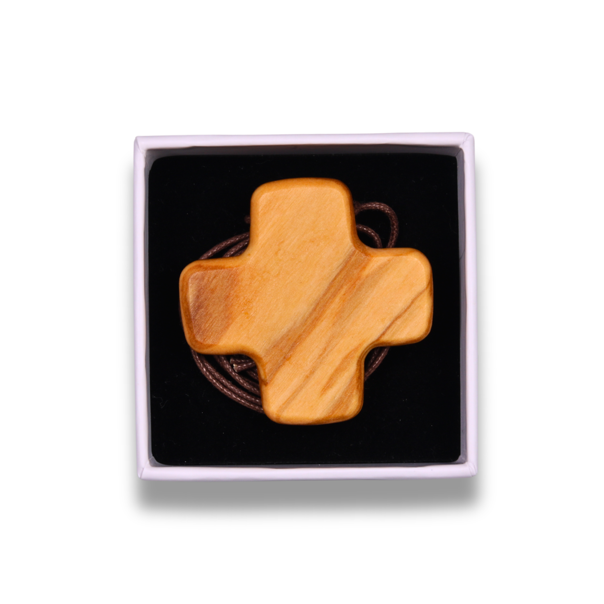 Equanimity Olive Wood Cross Necklace In Gift Box