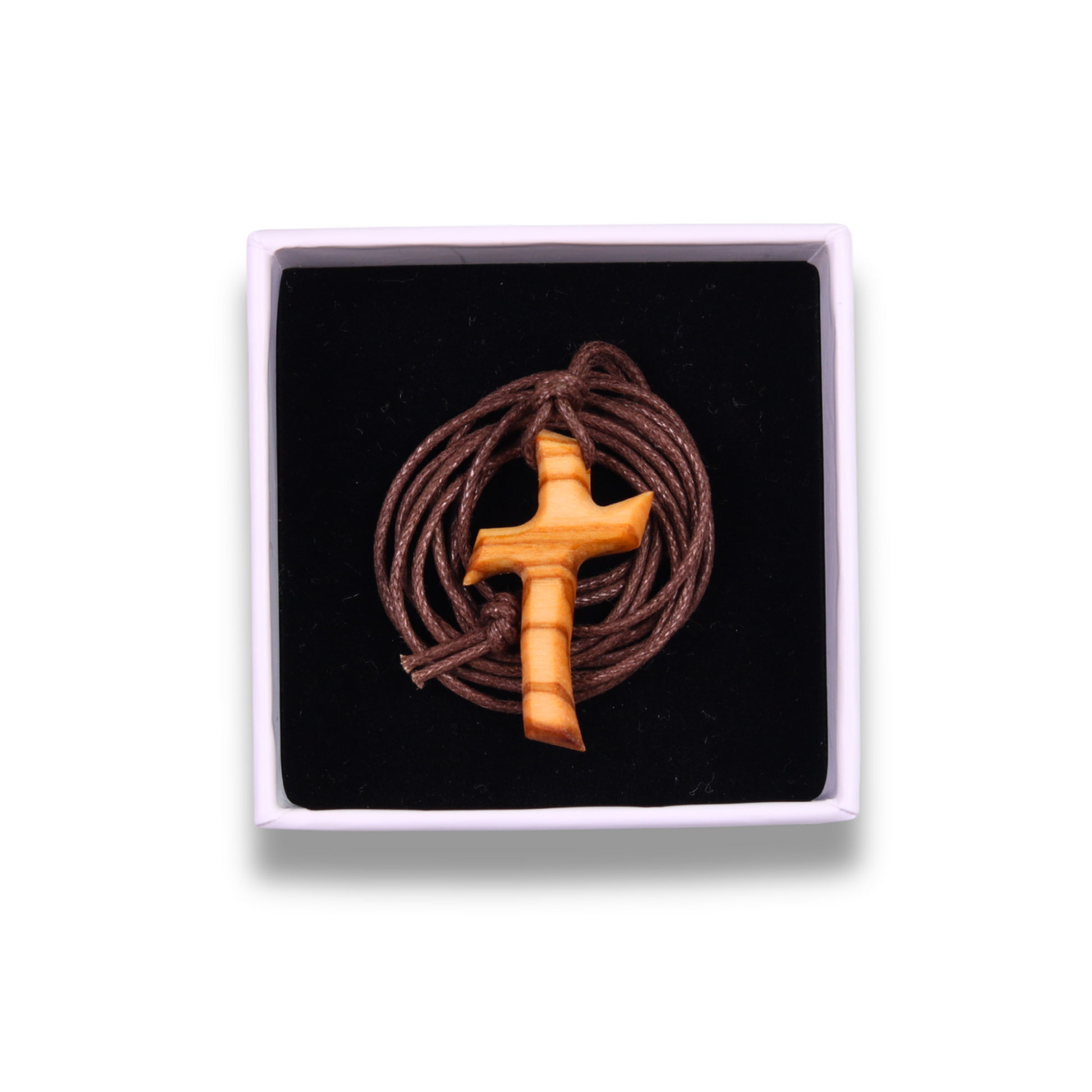 Flow Olive Wood Cross Necklace In Gift Box