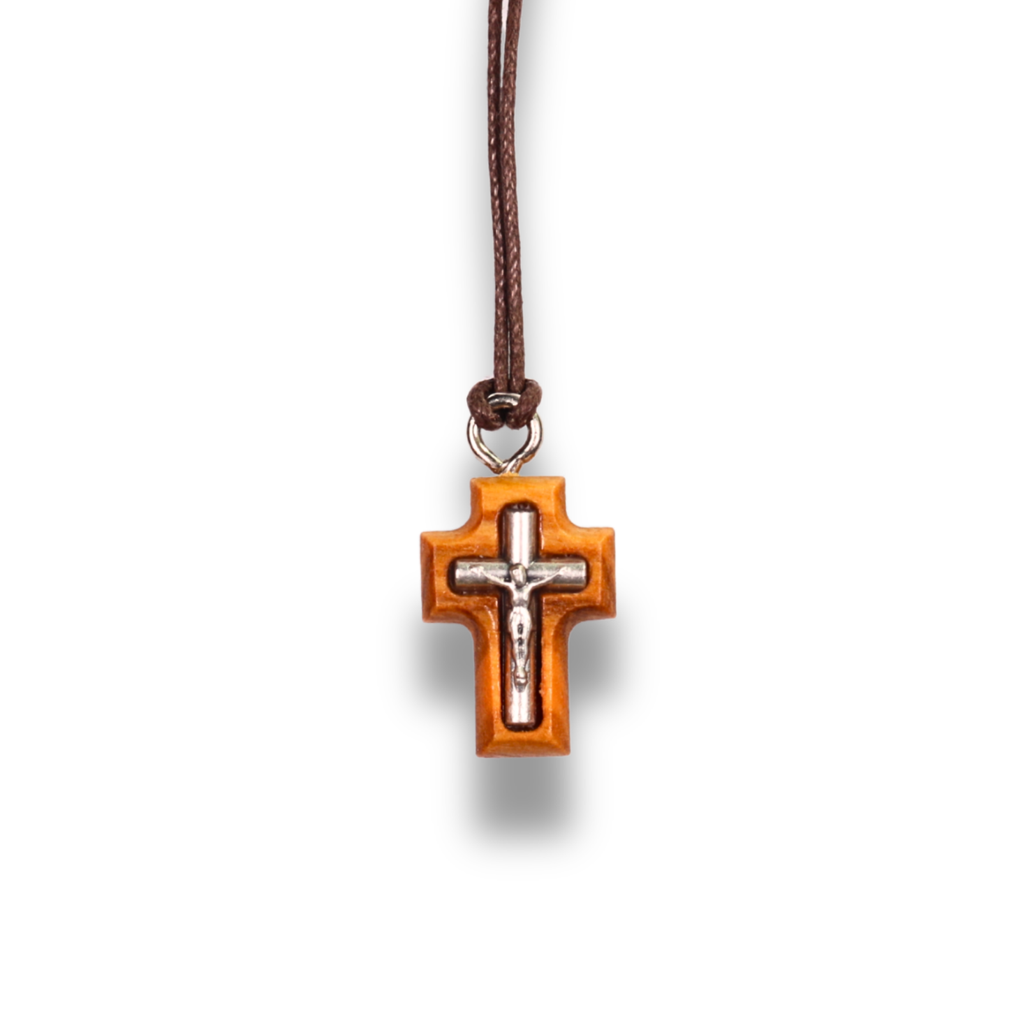 Gratia Olive Wood Crucifix Necklace