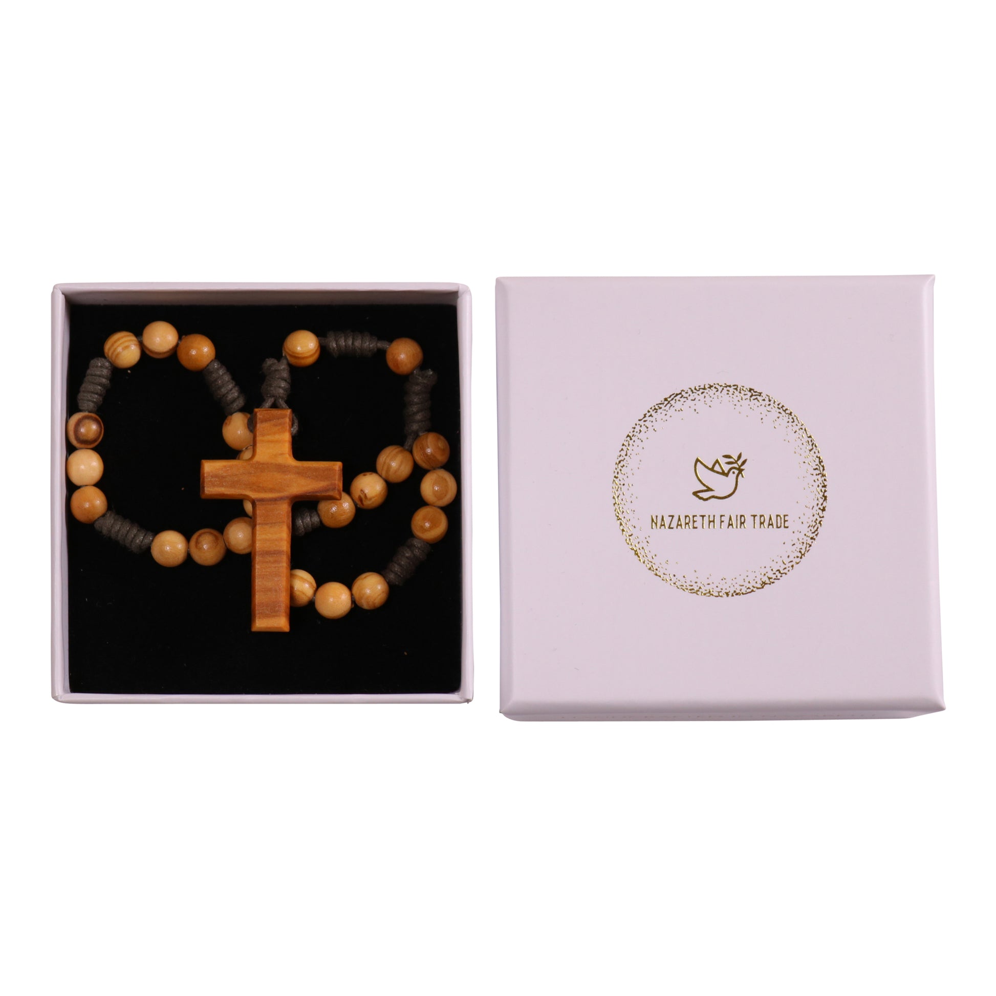 Hand Olive Wood Rosary In Gift Box