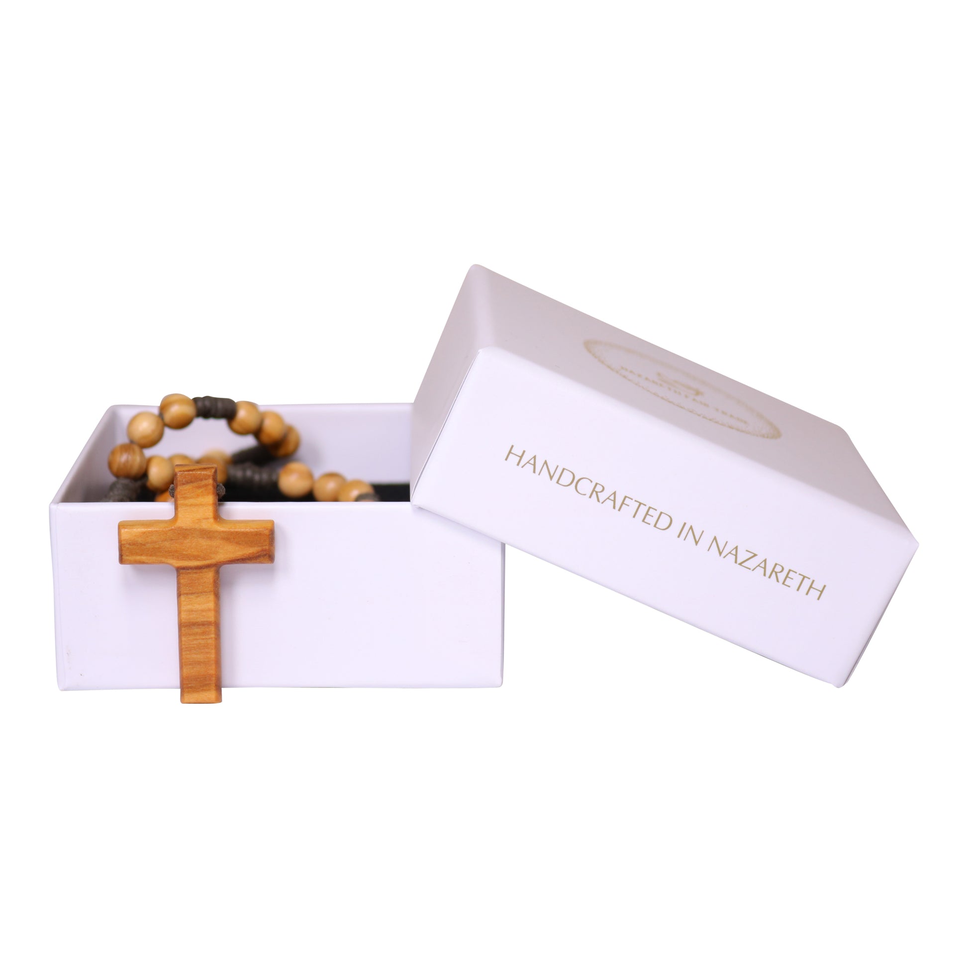Hand Olive Wood Rosary Outside Gift Box
