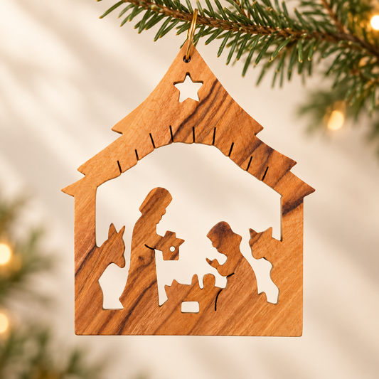 Holy Family Ornament Olive Wood