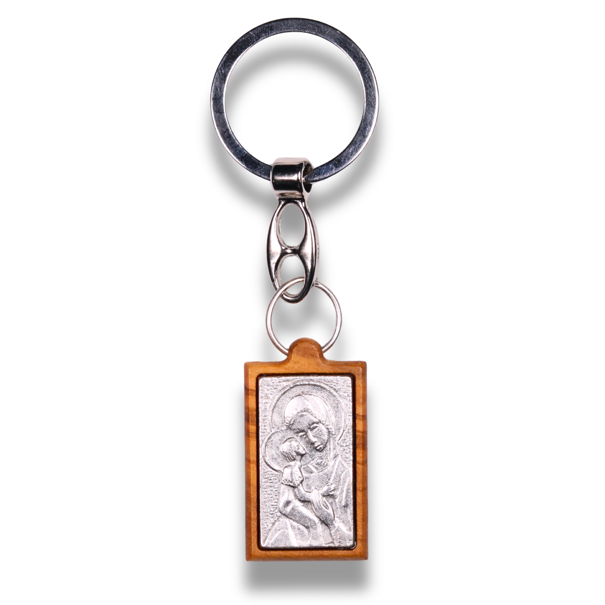 Holy Mother Olive Wood Keychain