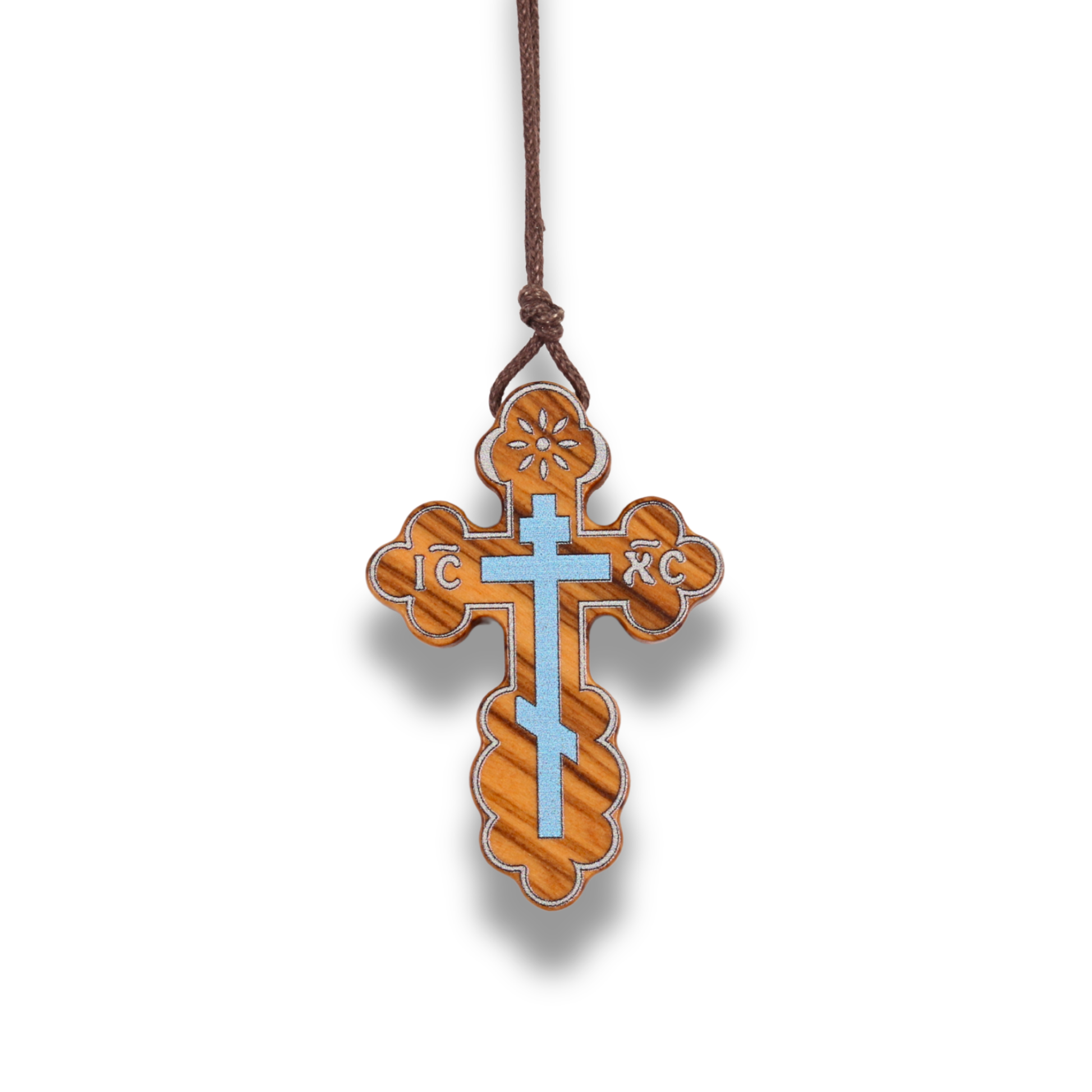 ICXC Orthodox Olive Wood Cross Necklace
