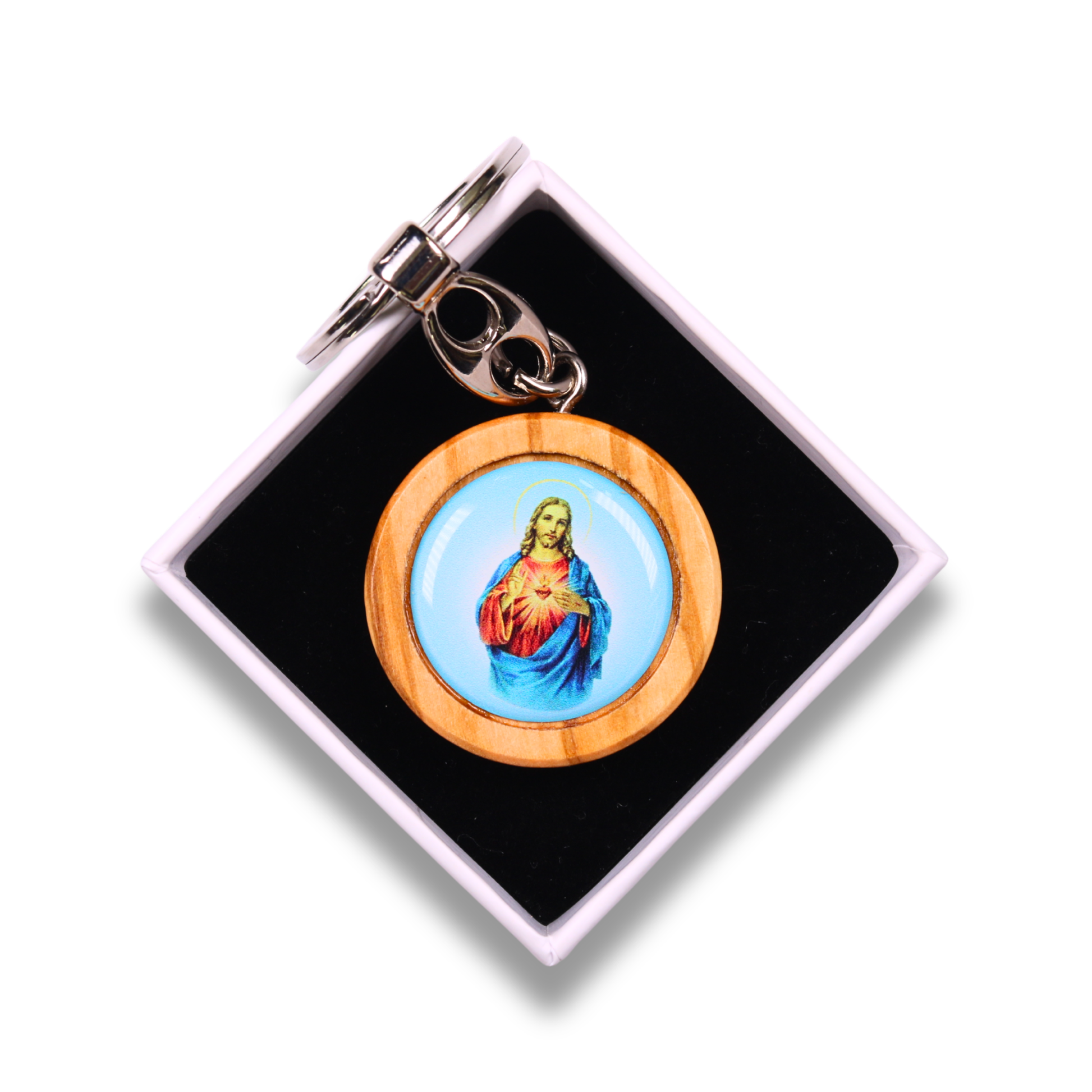 Icona Olive Wood Keychain In Gift Box