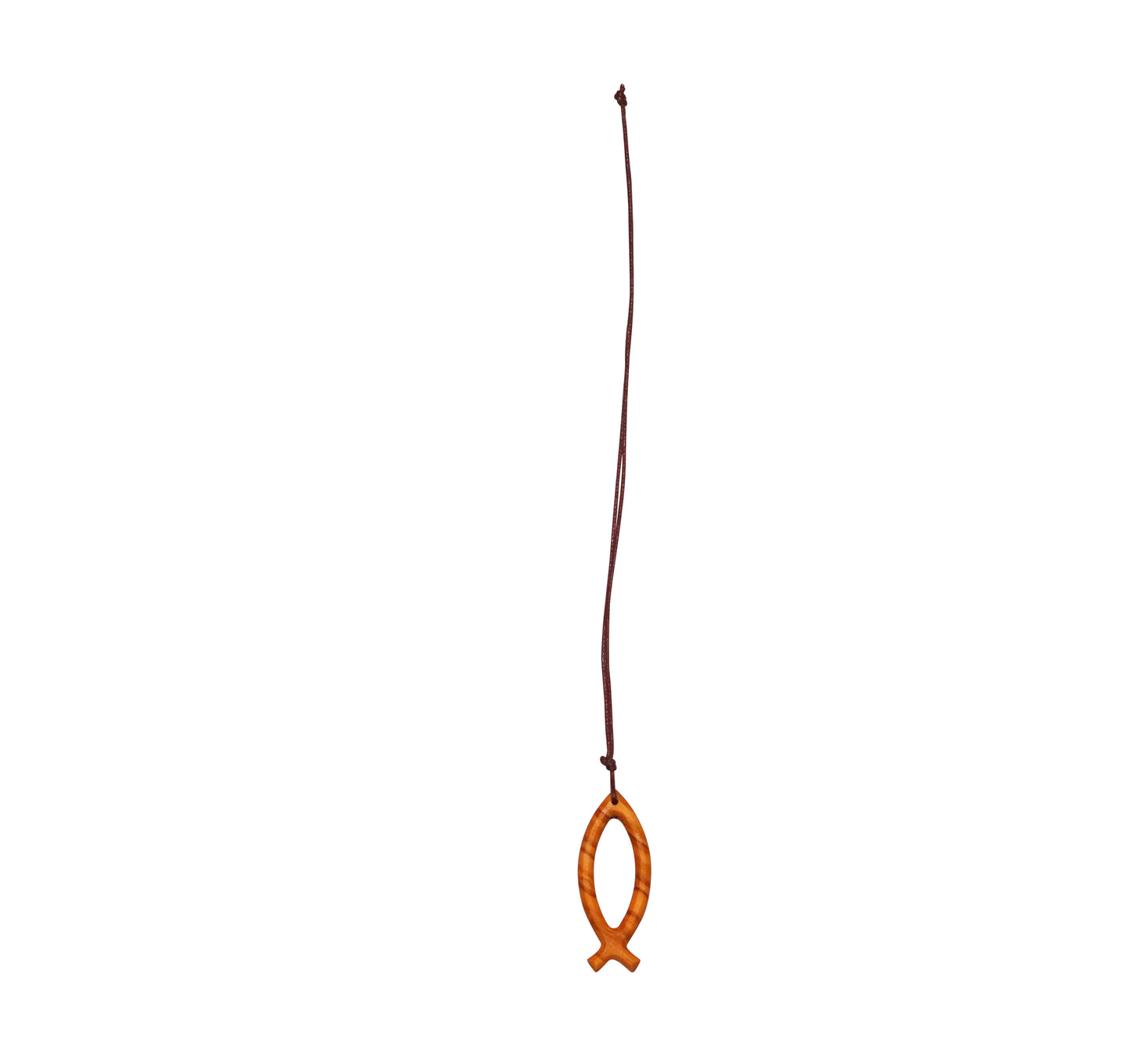 Jesus fish Ichthus olive wood cross necklace with cord