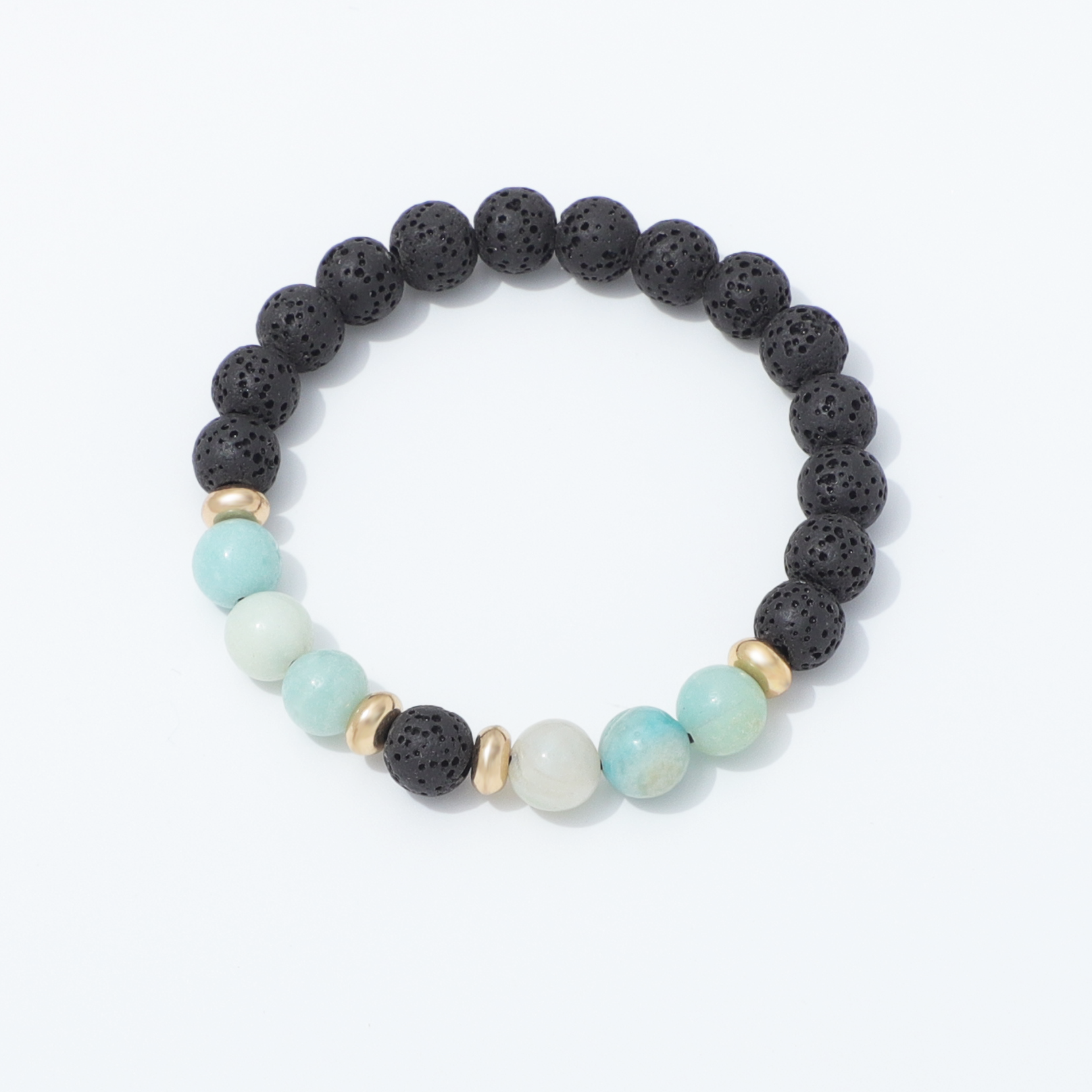 Lava Stone & Moonstone Bracelet Top View