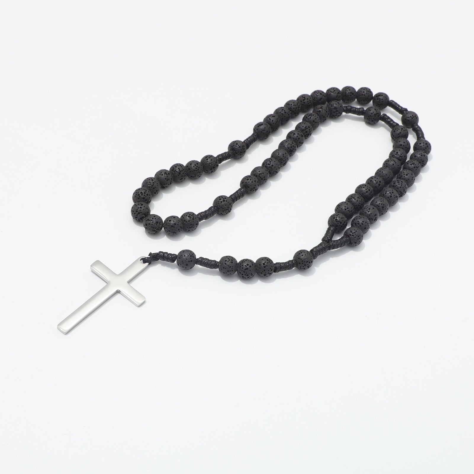 Lava Stone Prayer Rosary Angled