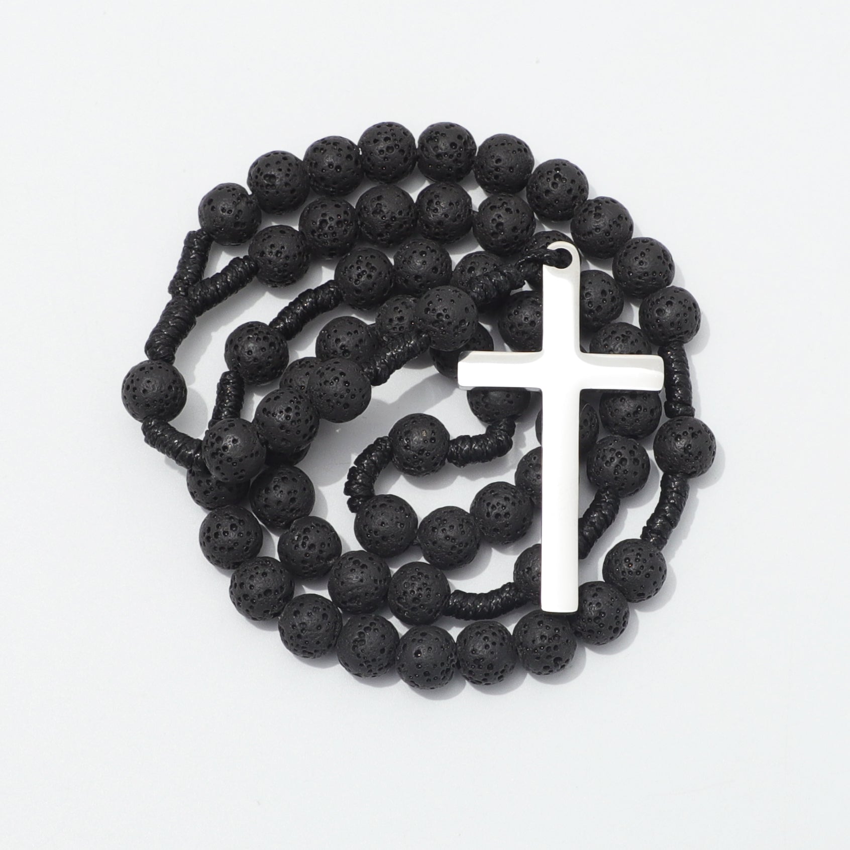 Lava Stone Prayer Rosary Coiled