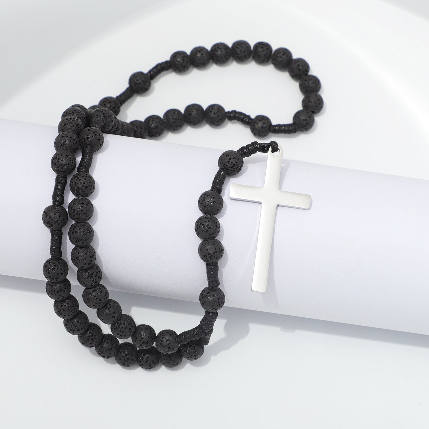 Lava Stone Prayer Rosary Draped