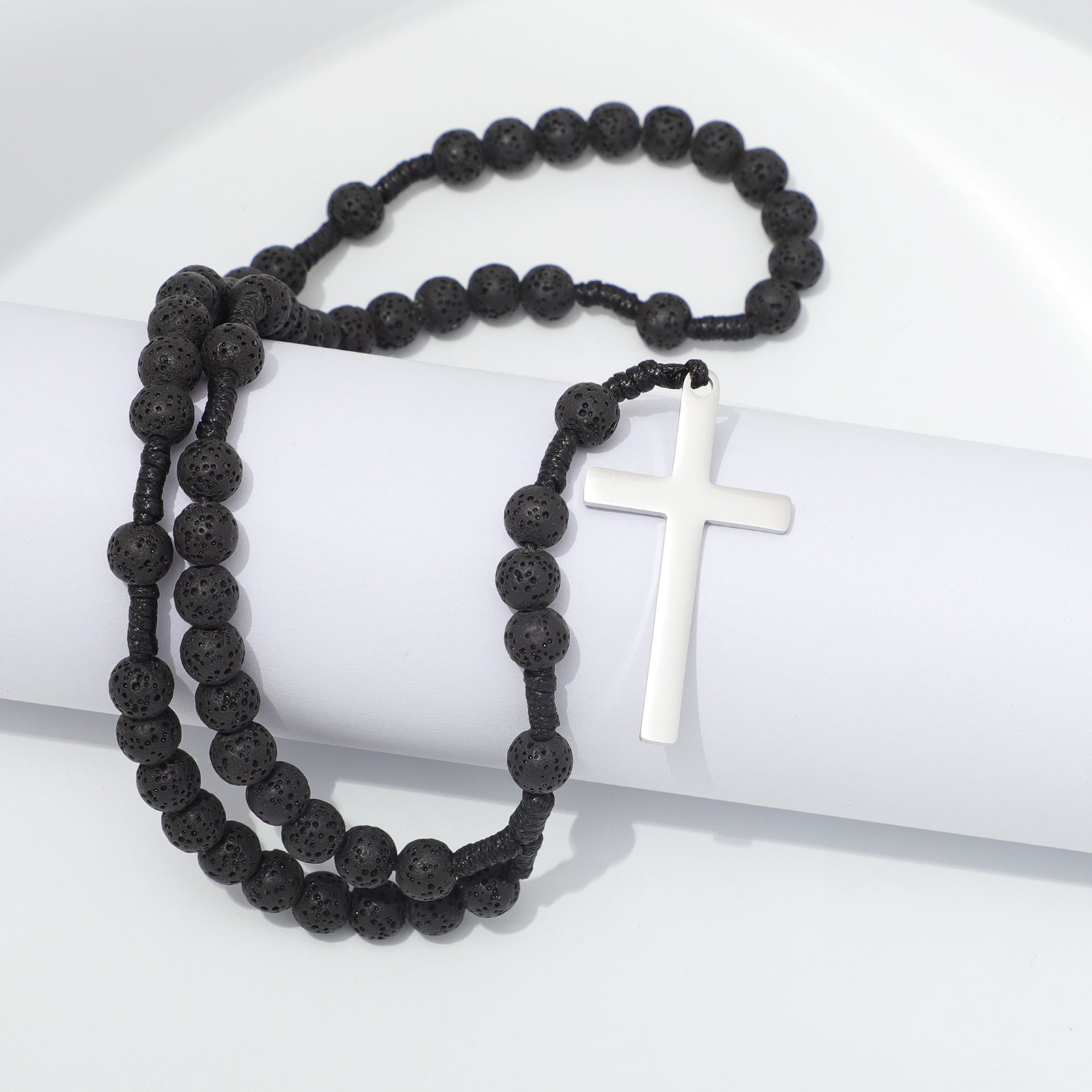 Lava Stone Prayer Rosary Draped