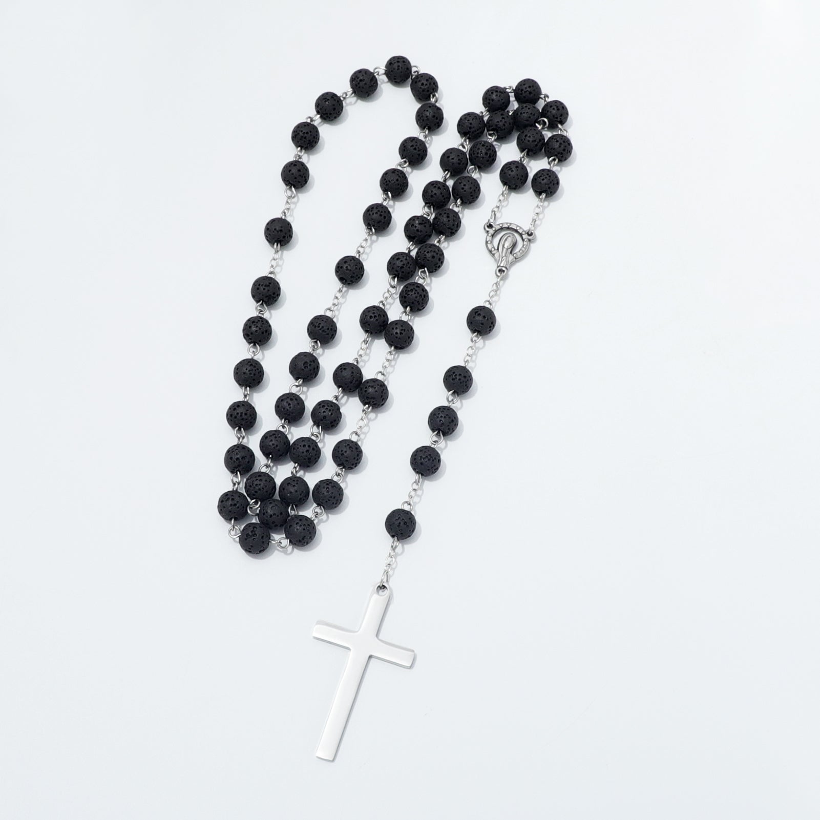 Lava Stone Rosary Necklace Free Form