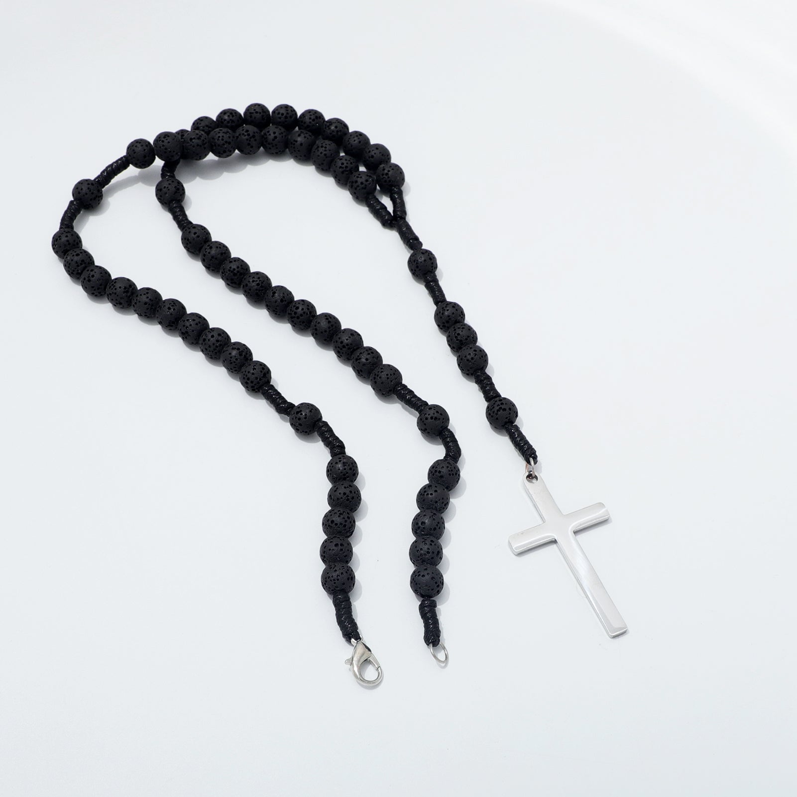 Lava Stone Rosary Unclasped