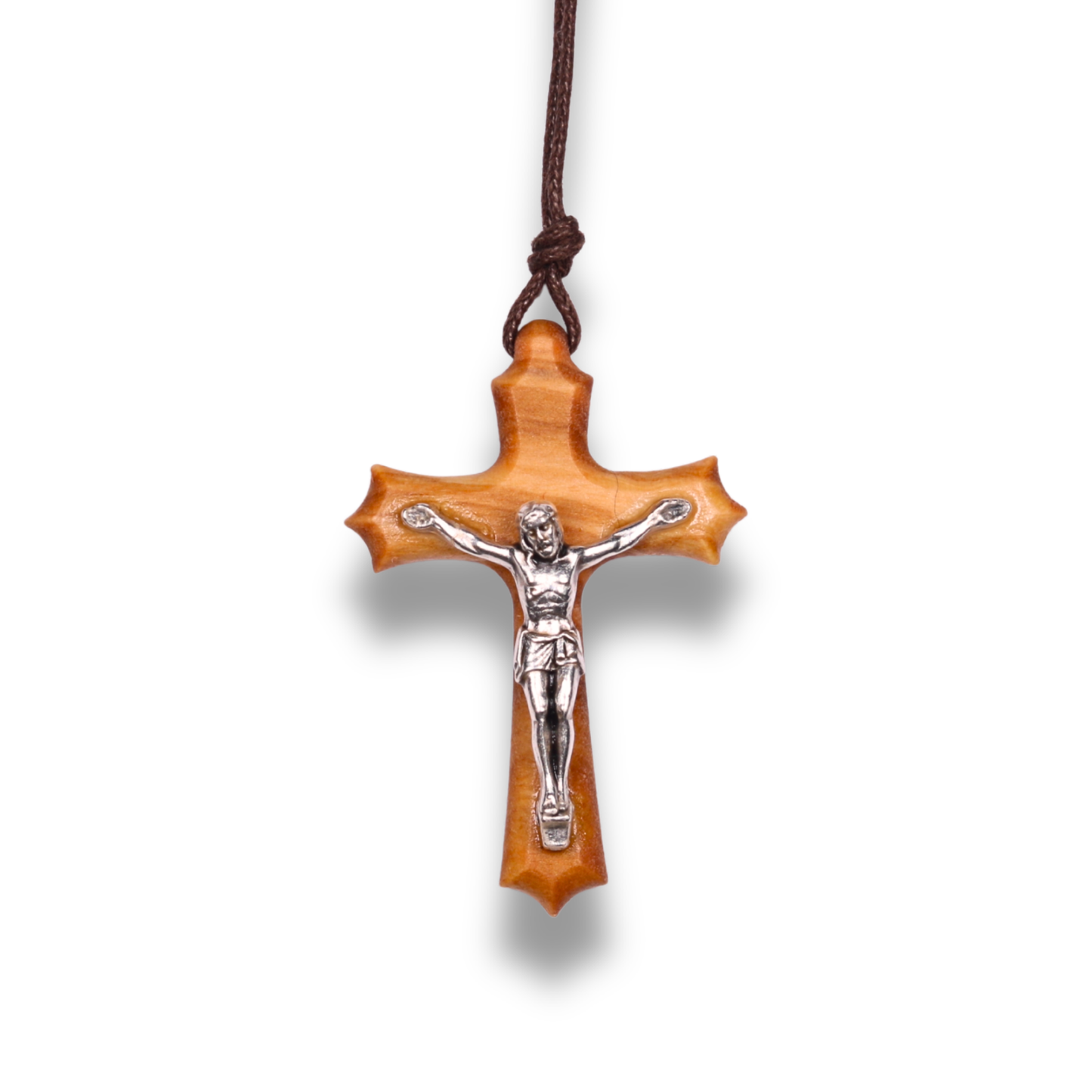 Lilium Crucifix Olive Wood Necklace