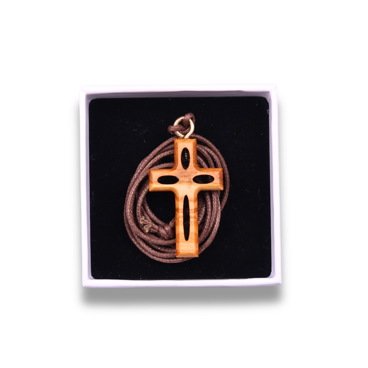 Lumen Olive Wood Cross Necklace In Gift Box