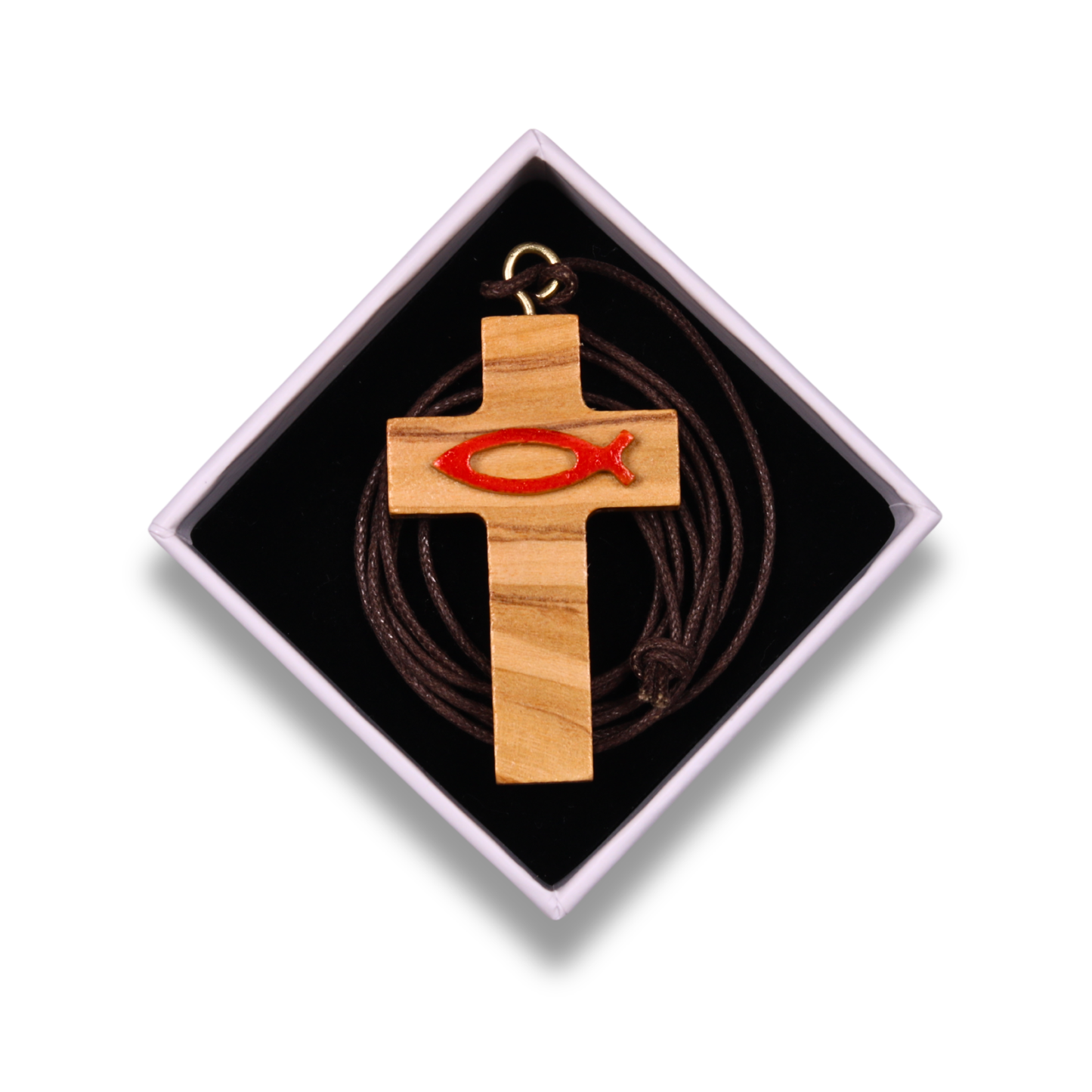 Martyria Olive Wood Cross Necklace In Gift Box