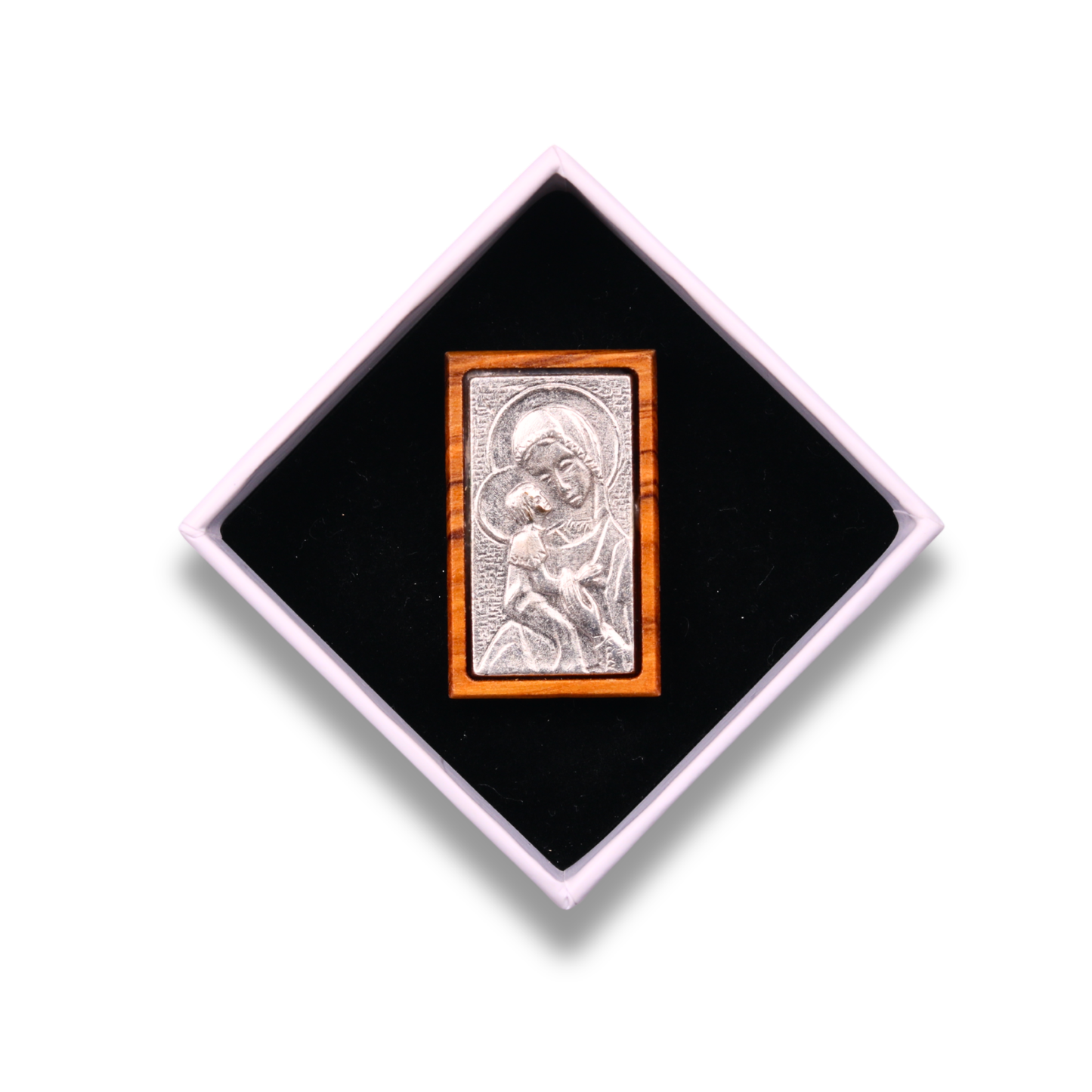 Mary & Child Olive Wood Magnet In Gift Box