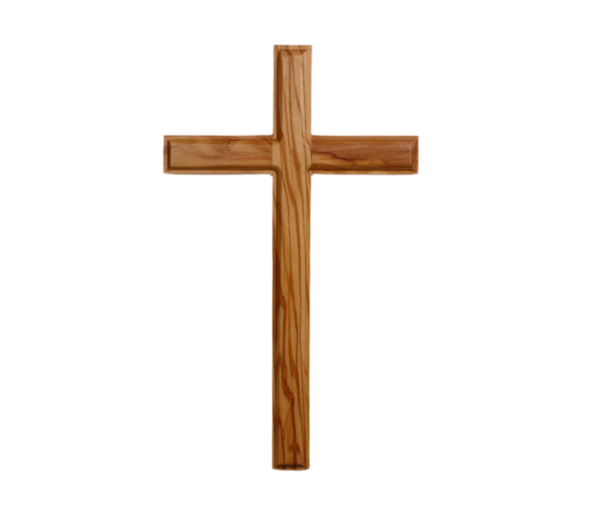 Minimal Olive Wood Wall Cross Close Up