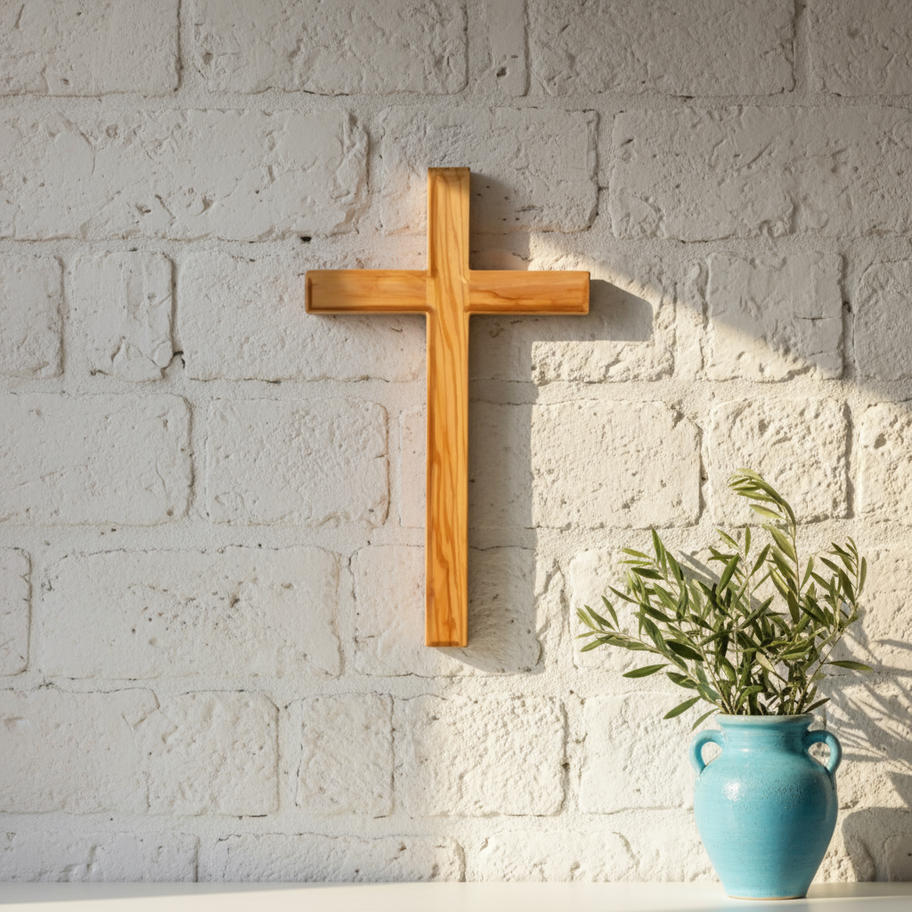 Minimal Olive Wood Wall Cross