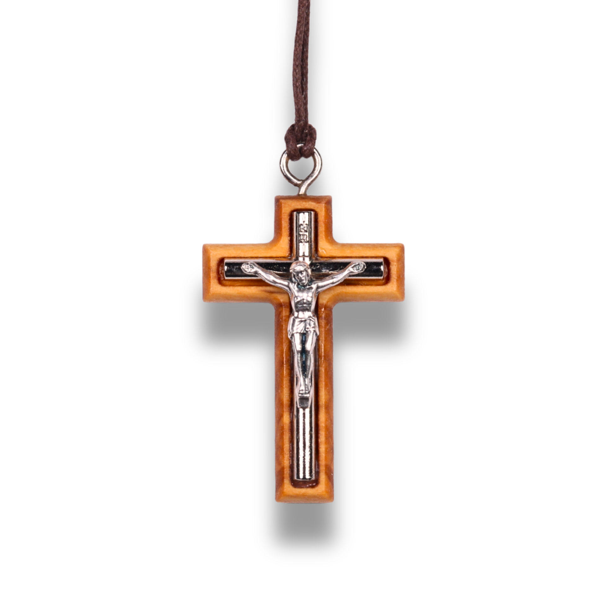 Monos Olive Wood Crucifix Necklace