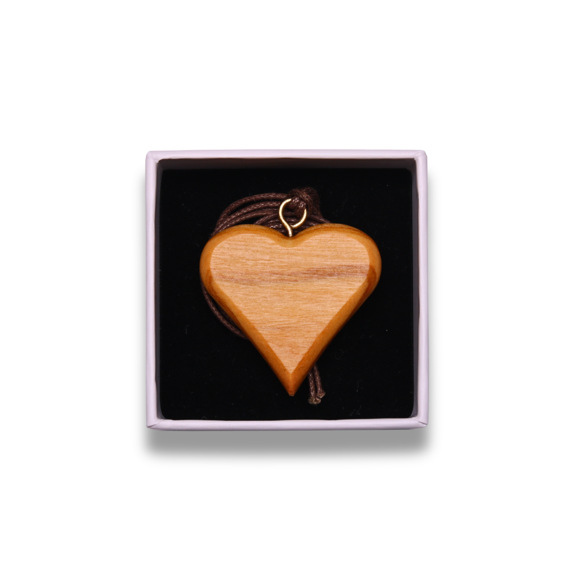 Ahavah Olive Wood Heart Necklace In Gift Box