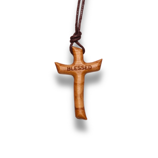 Blessed Olive Wood Cross Necklace