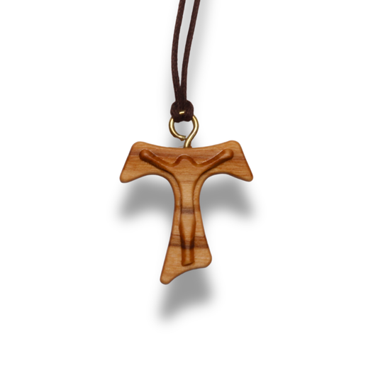 Franciscan Tau Cross Olive Wood Necklace