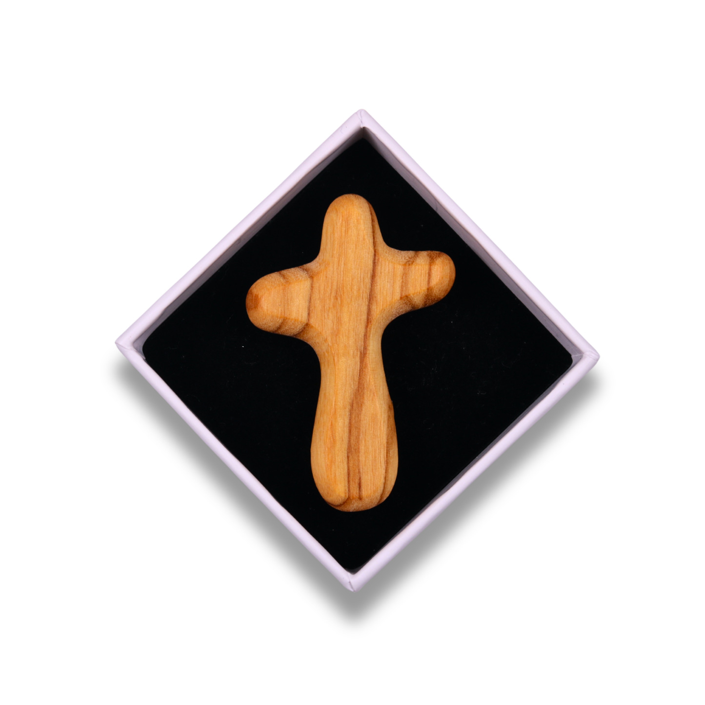 Olive Wood Pocket Prayer Holding Cross In Gift Box