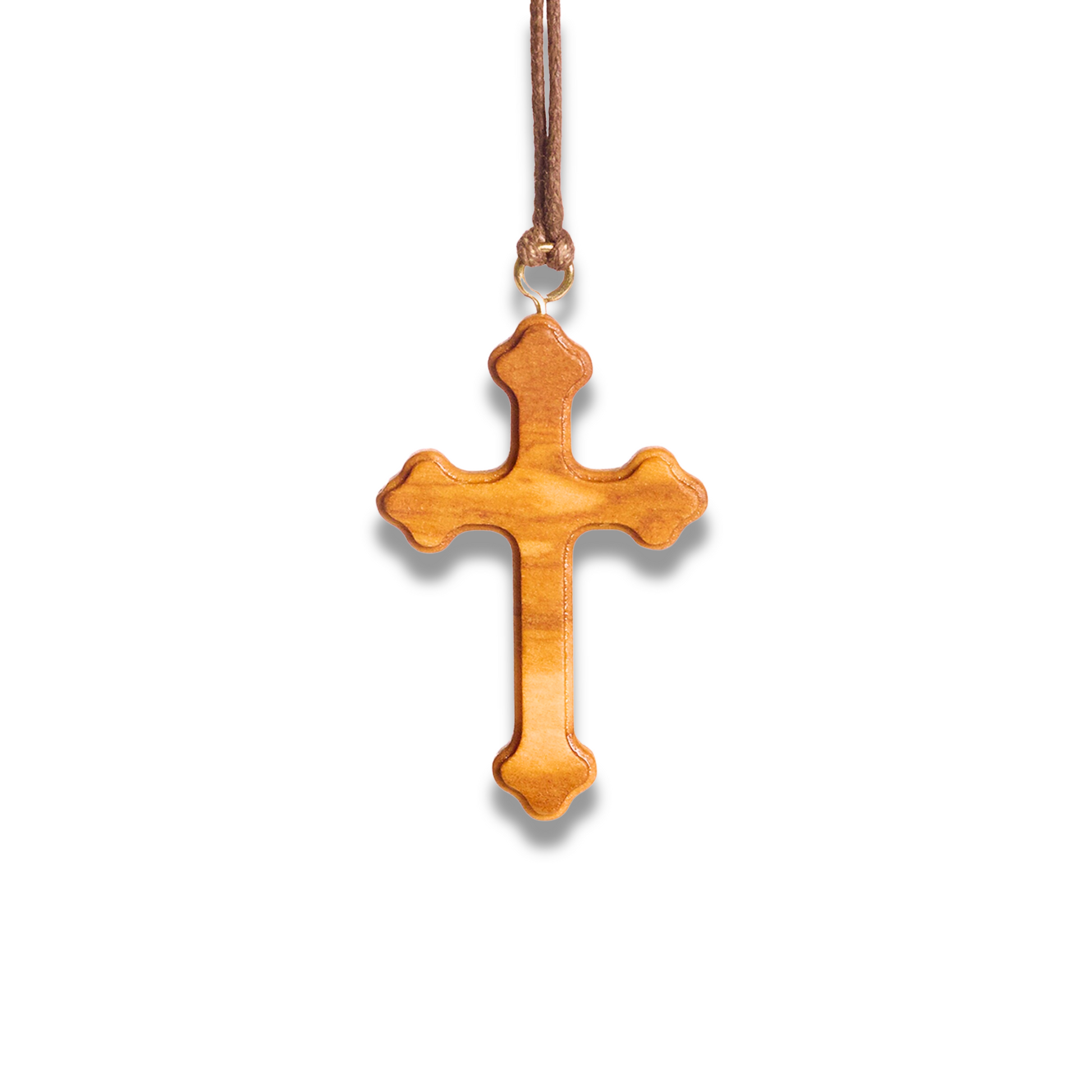 Orthodox olive wood cross necklace