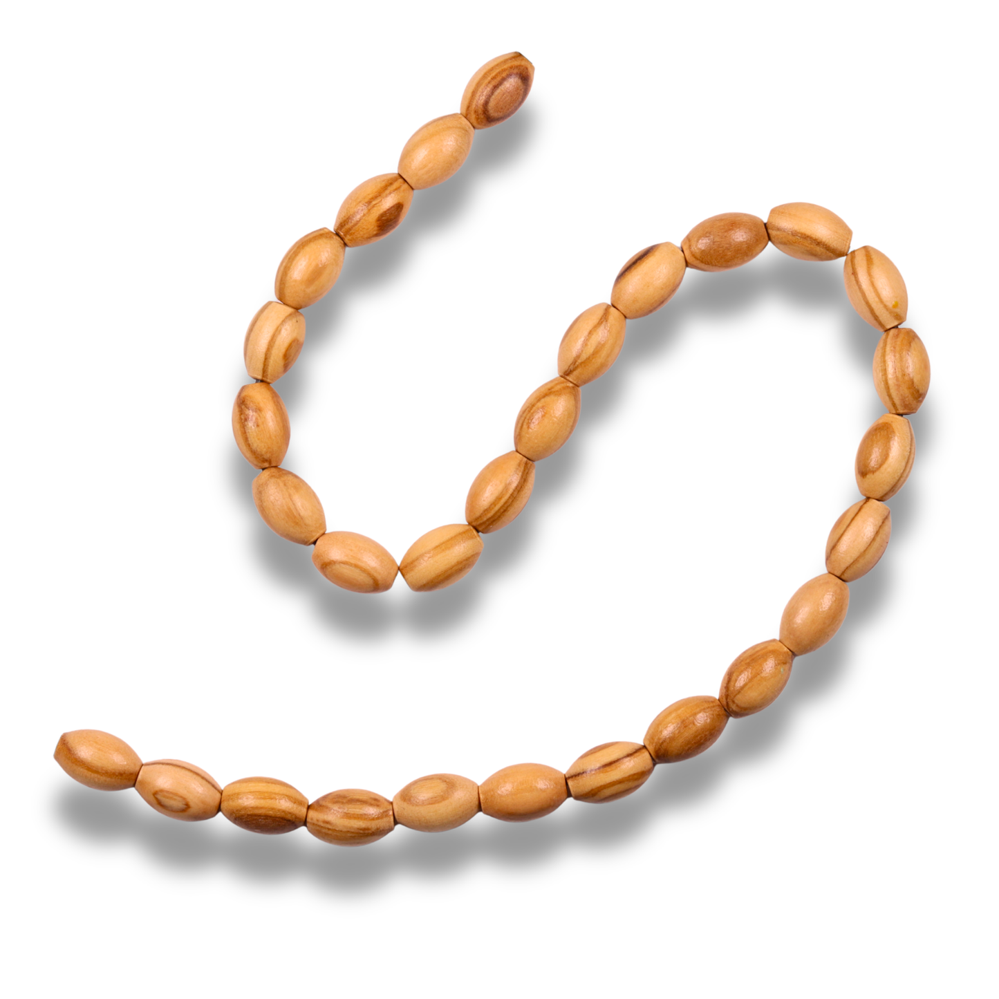Wooden beaded bracelet on a white background