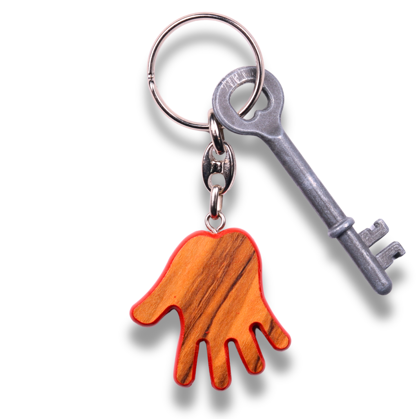 Palm of Peace Olive Wood Keychain With Key