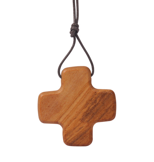 Nazareth Fair Trade Handmade Olive Wooden Greek Harmony Cross Necklace - Crafted in The Holy Land - Religious Jewelry
