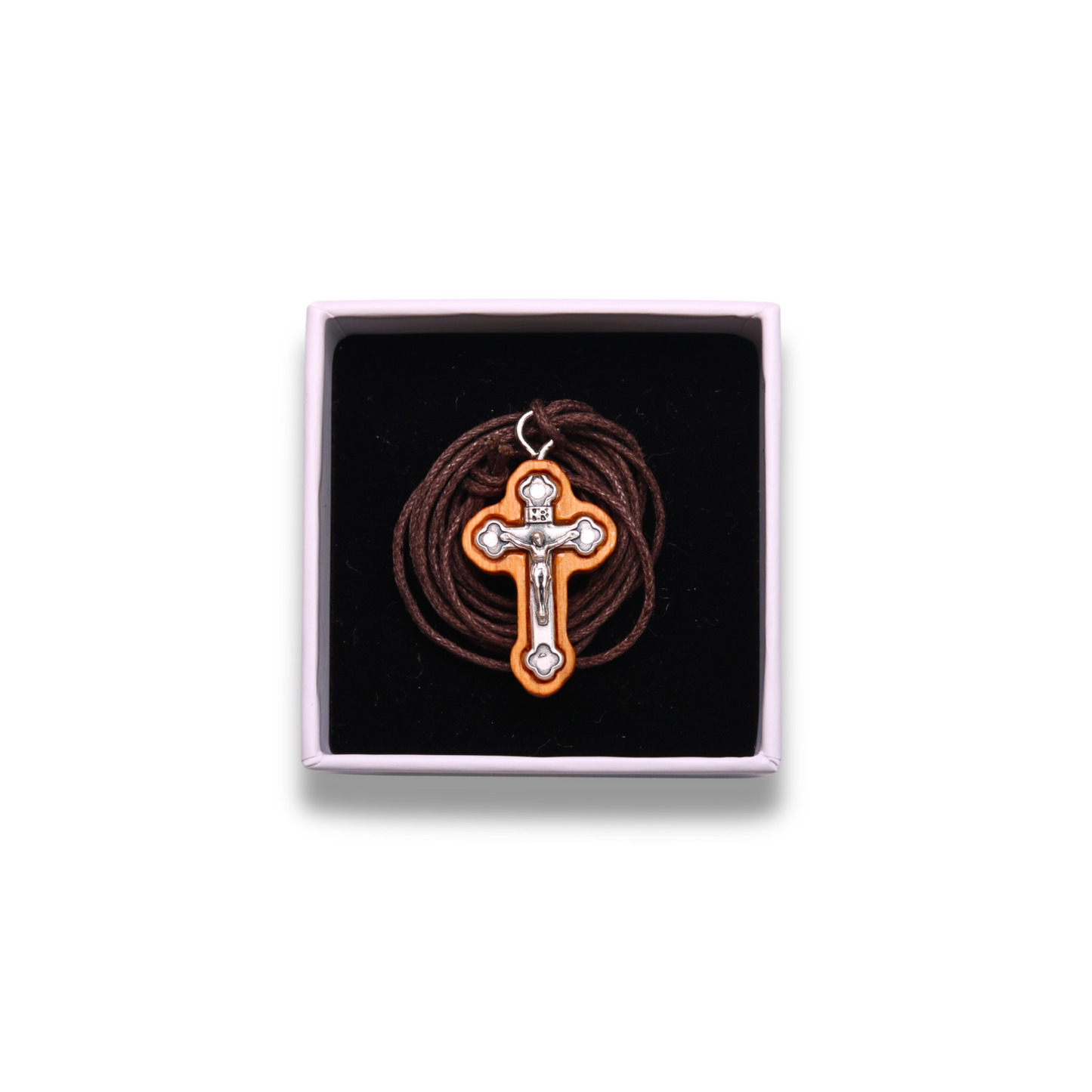 Stavros Olive Wood Crucifix Necklace in gift box