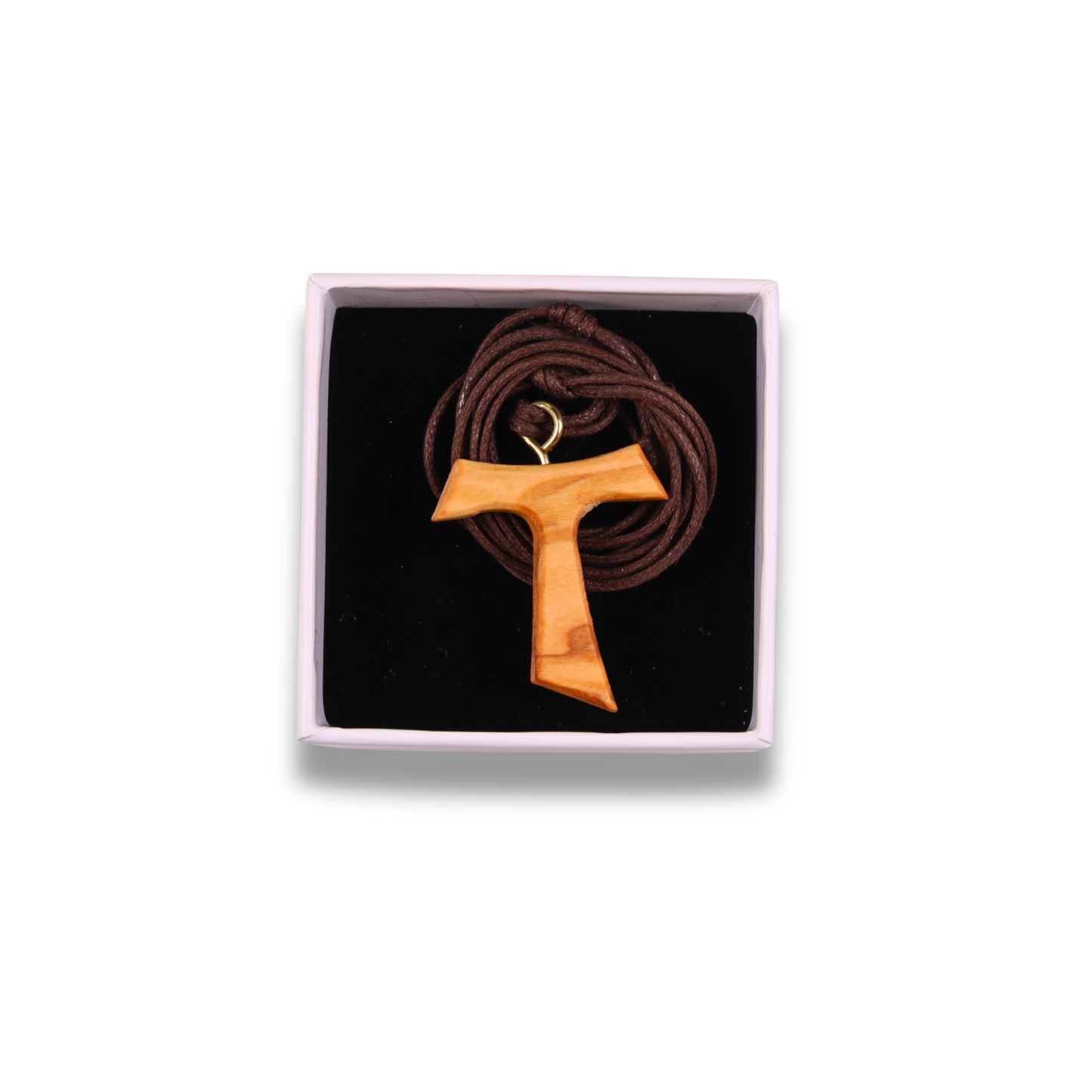 Tau Vita Olive Wood Cross Necklace In Gift Box