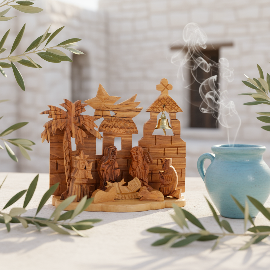 The Holy Bell Olive Wood Nativity Scene