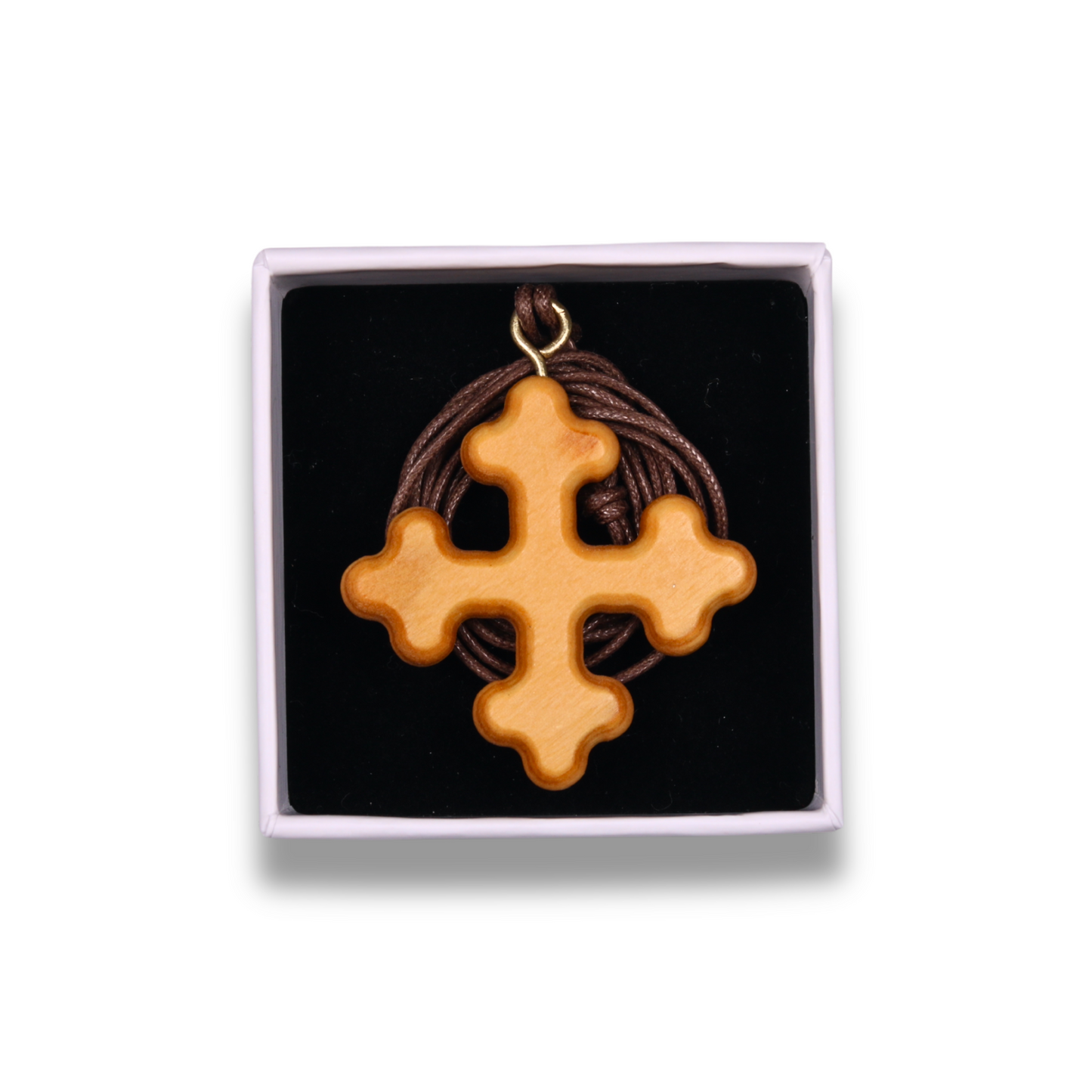Triune Olive Wood Cross Necklace In Gift Box