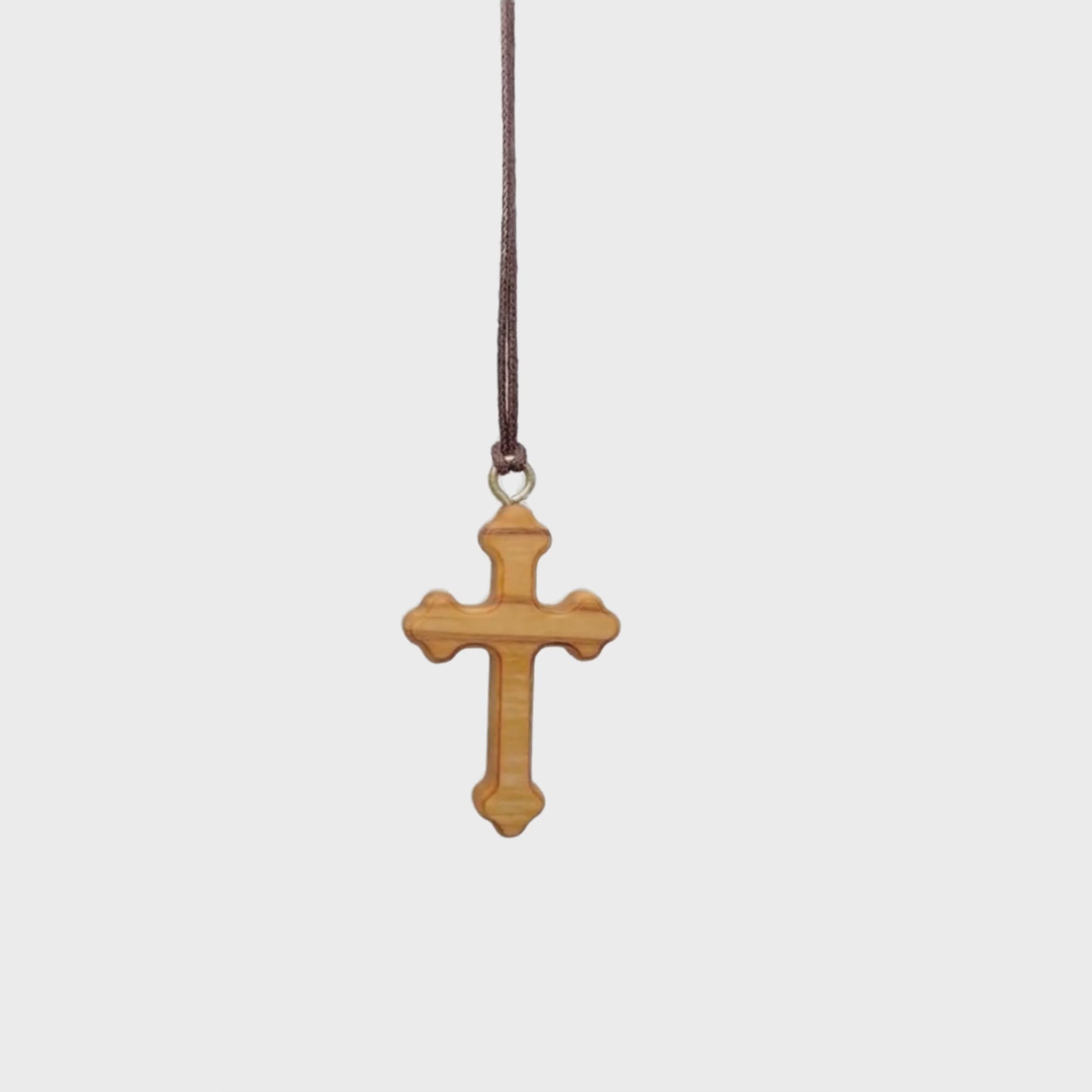 Orthodox olive wood cross necklace video