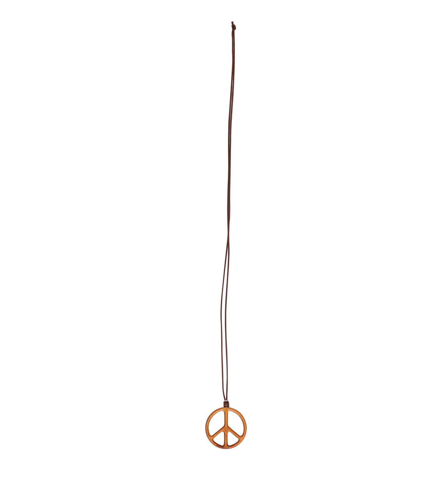 Olive Wood Peace Sign Pendant Necklace Full Length