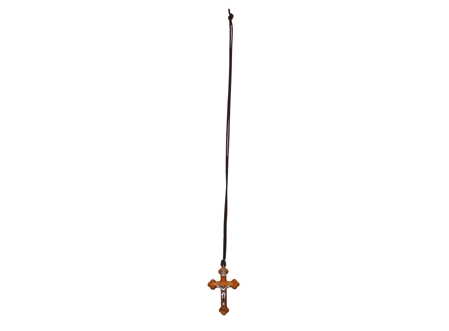 Original Orthodox Olive Wood and Silver Christ Crucifix Necklace With Cord
