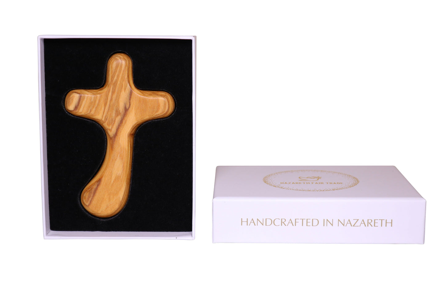 Pocket & Holding Curvy Cross In Gift Box Standing