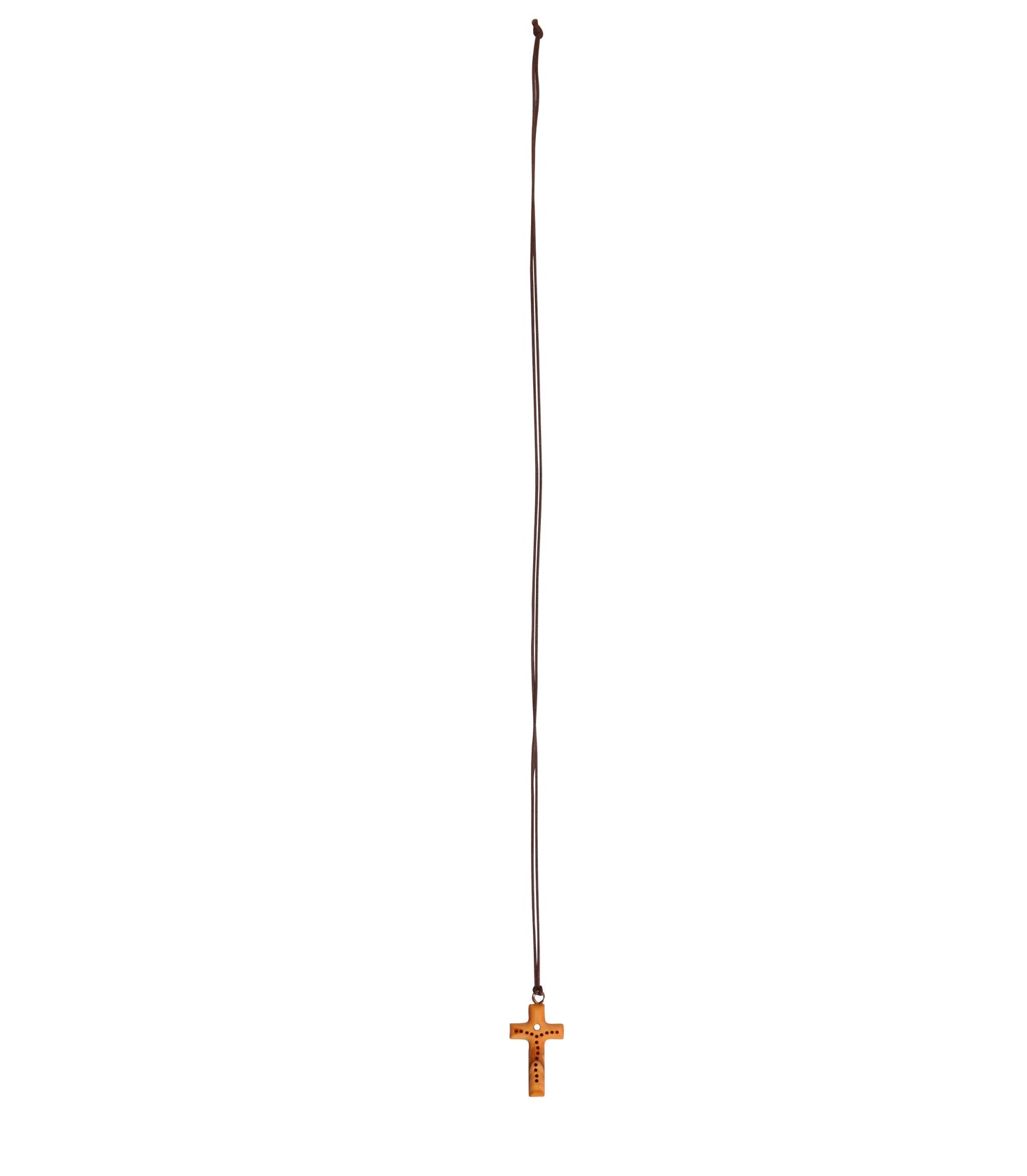 Unique Handmade Olive Wood Cross Necklace Full Length