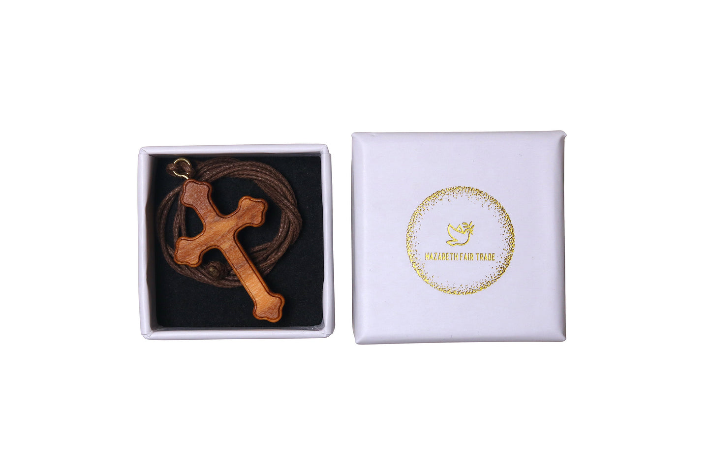 Orthodox cross olive wood necklace pendant handmade in Nazareth For Men, Women, Boys & Girls