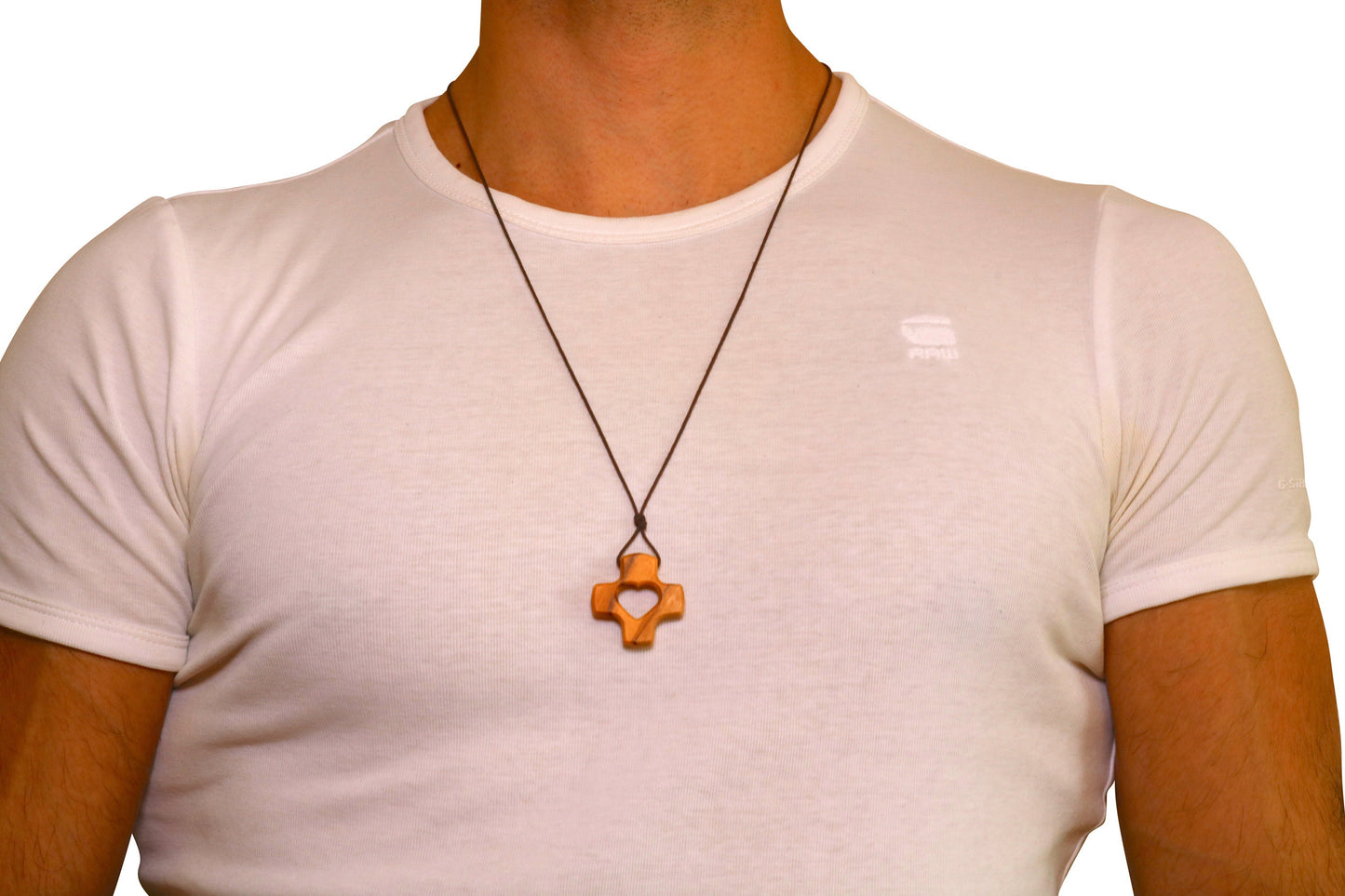 Heart cross olive wood necklace handmade in Nazareth For Men, Women, Boys & Girls